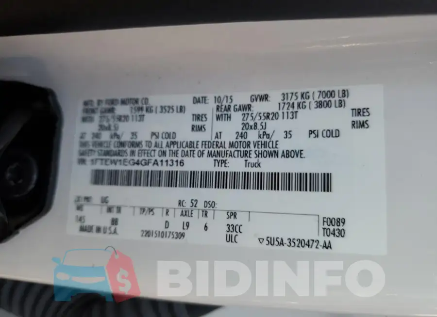 1FTEW1EG4GFA11316 Photo# 13