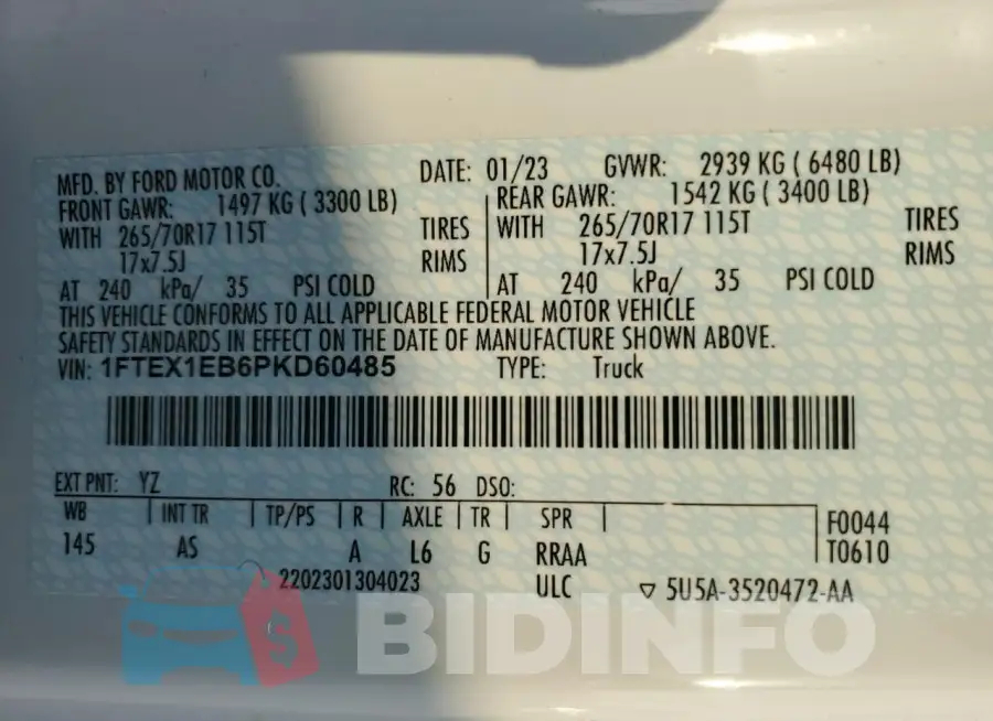 1FTEX1EB6PKD60485 Photo# 13