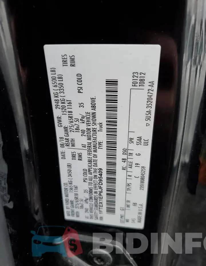 1FTEX1EP6JFD95409 Photo# 12