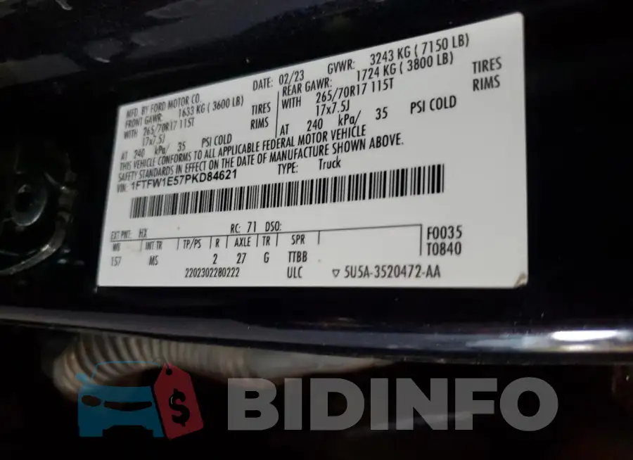 1FTFW1E57PKD84621 Photo# 12