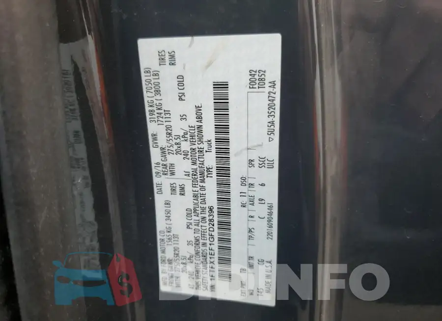 1FTFX1EF1GFD28396 Photo# 12