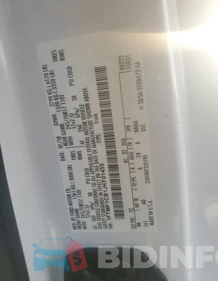 1FTMF1CB1JKF01455 Photo# 12