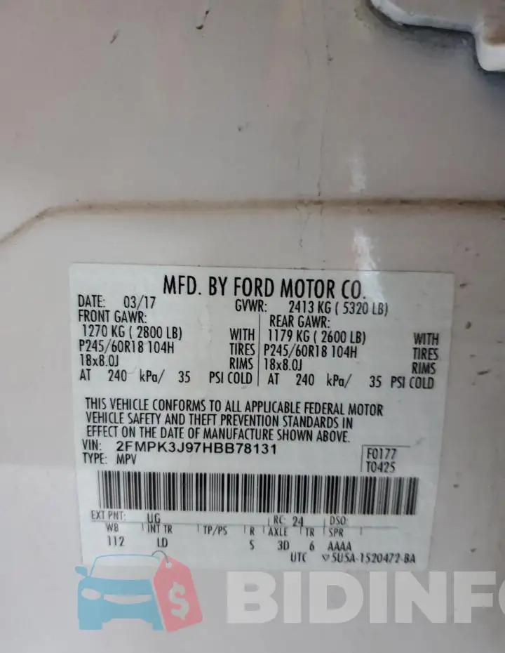2FMPK3J97HBB78131 Photo# 12