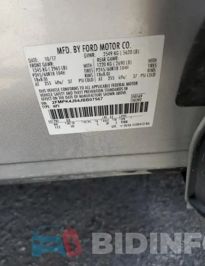 2FMPK4J84JBB07567 Photo# 13