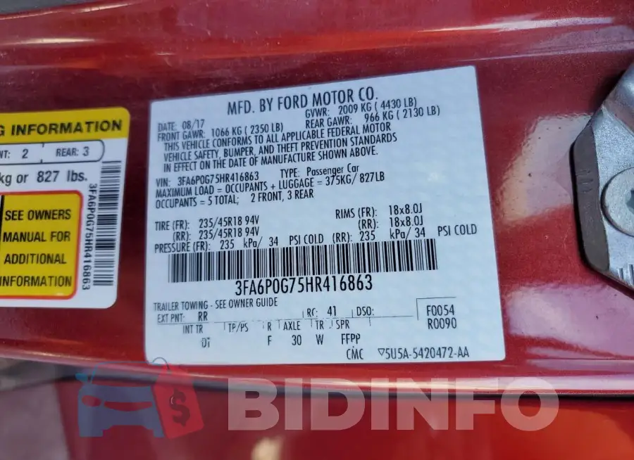 3FA6P0G75HR416863 Photo# 13