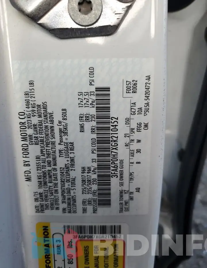 3FA6P0H7XGR210452 Photo# 12