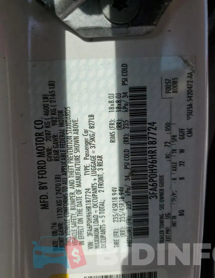 3FA6P0H96HR187724 Photo# 12