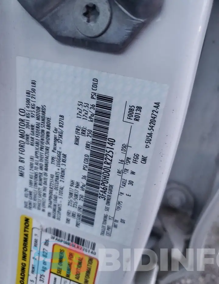 3FA6P0HD0LR225140 Photo# 12