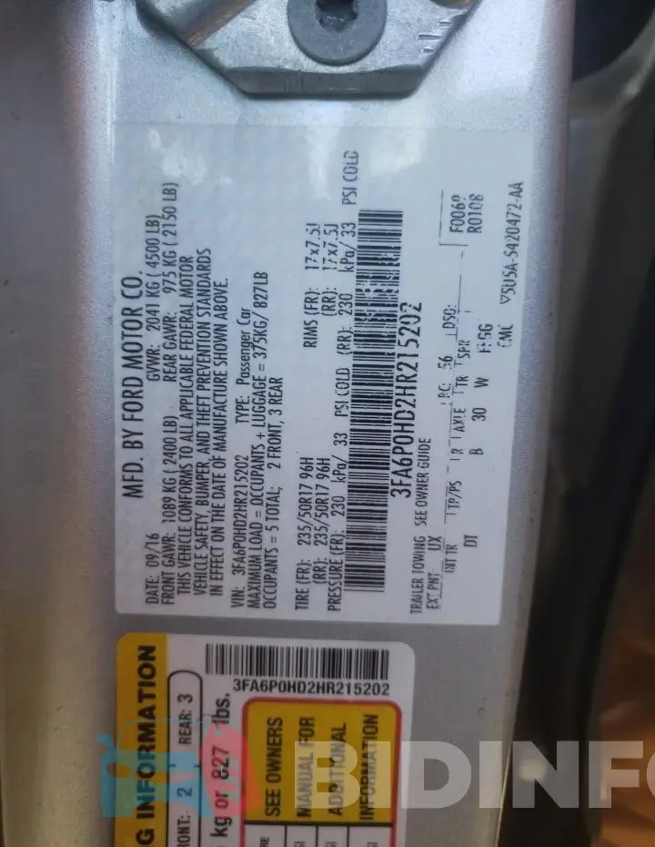 3FA6P0HD2HR215202 Photo# 12