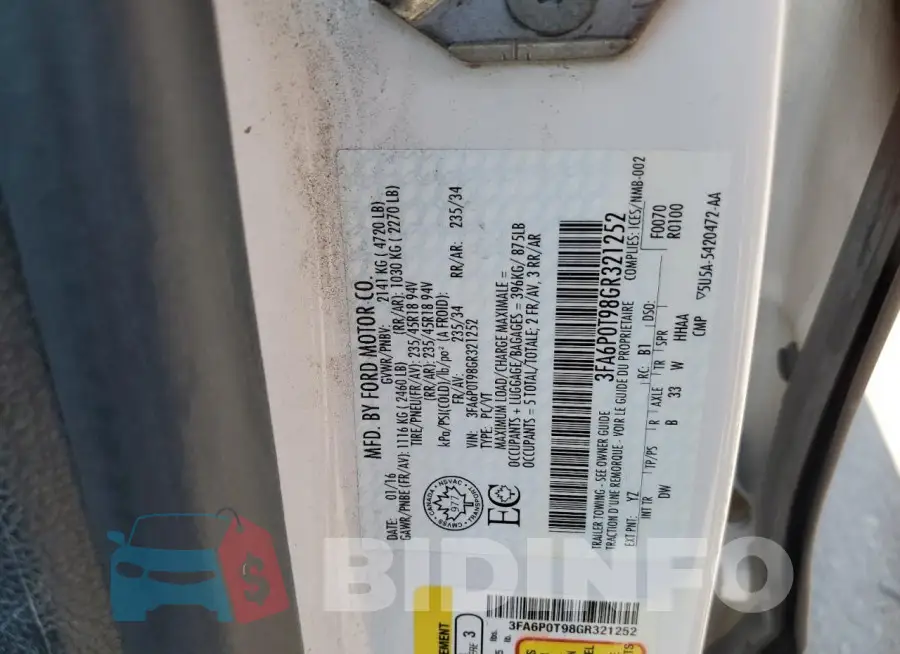 3FA6P0T98GR321252 Photo# 12