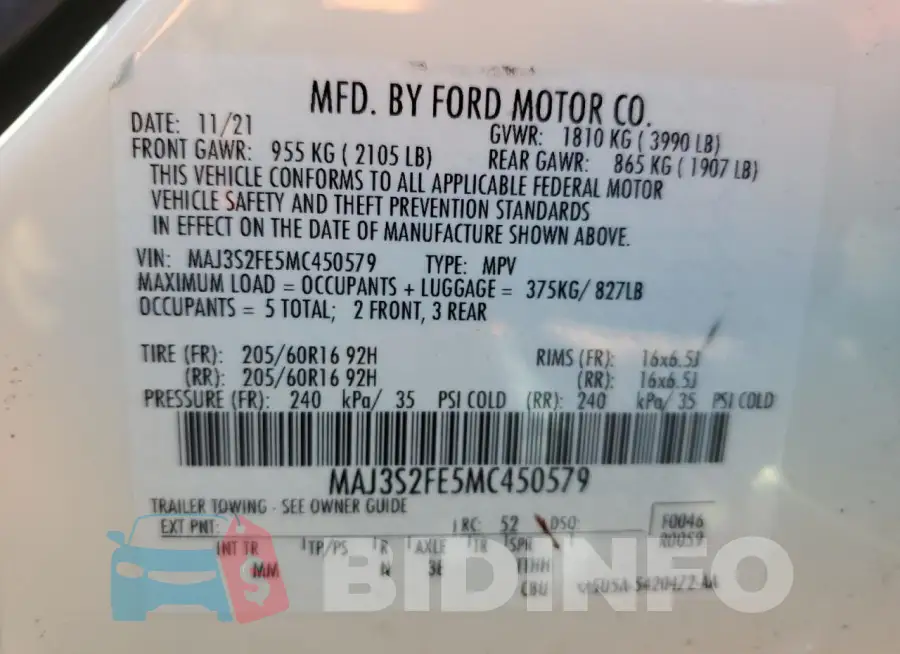 MAJ3S2FE5MC450579 Photo# 12