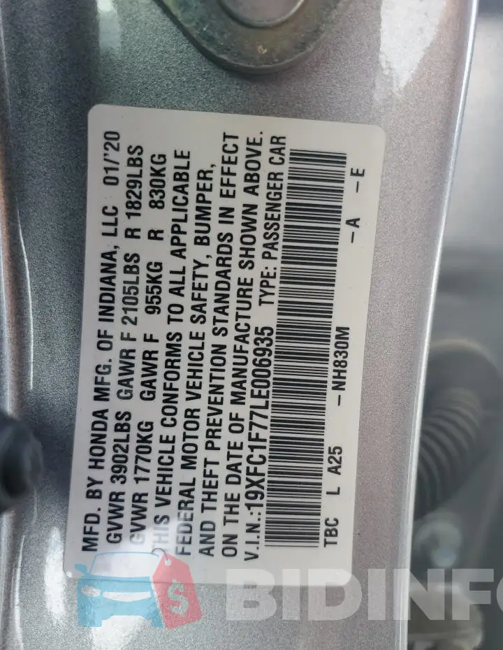 19XFC1F77LE006935 Photo# 12