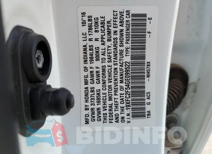 19XFC2F54GE099522 Photo# 12