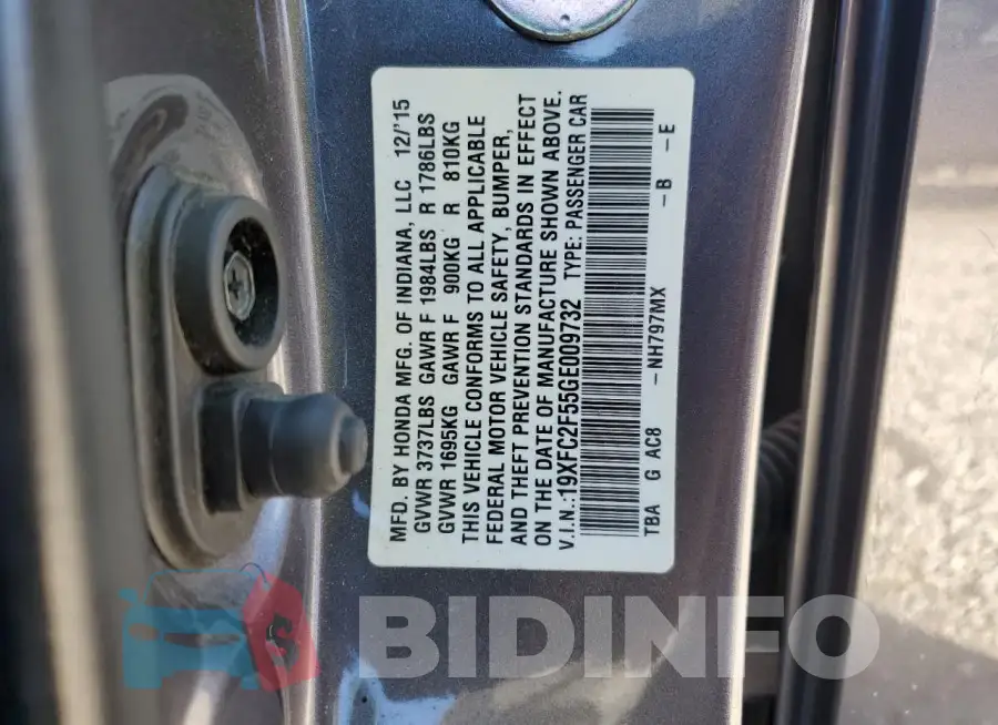 19XFC2F55GE009732 Photo# 12