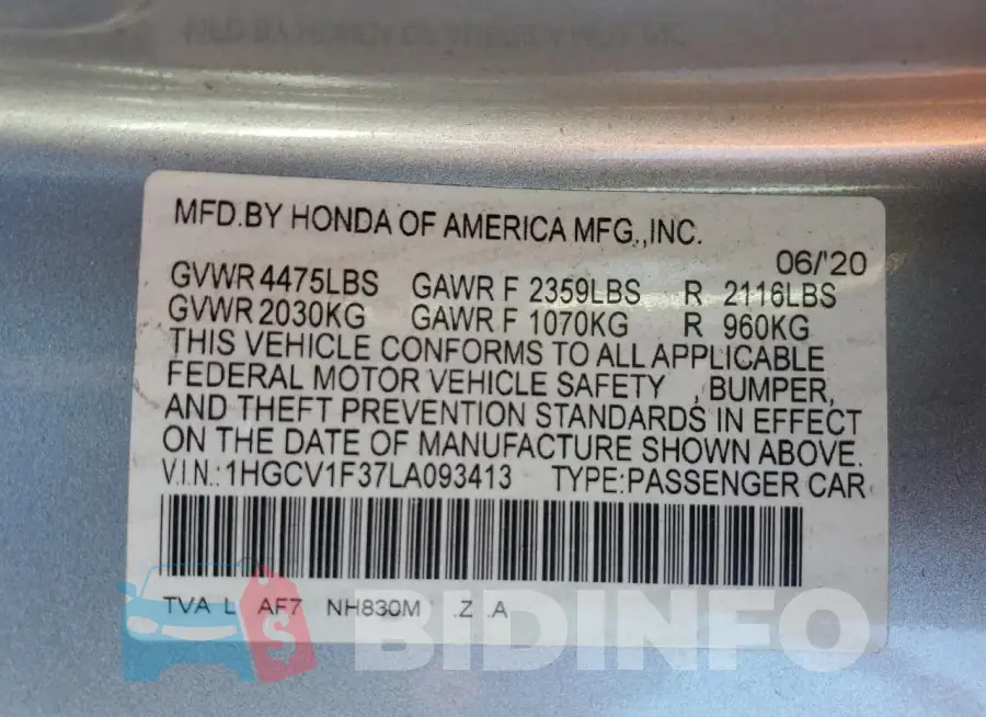 1HGCV1F37LA093413 Photo# 12