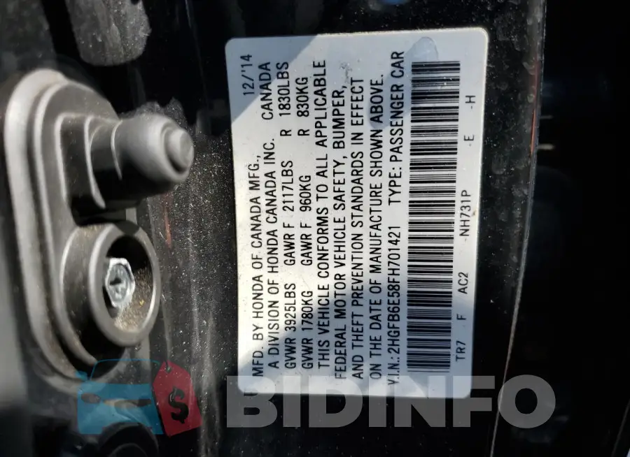 2HGFB6E58FH701421 Photo# 12