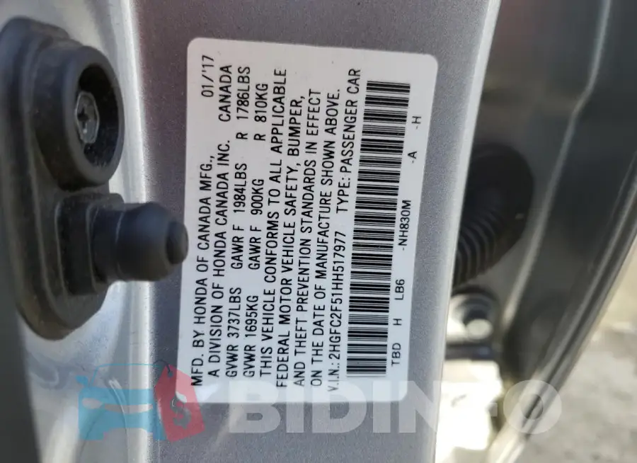 2HGFC2F51HH517977 Photo# 13