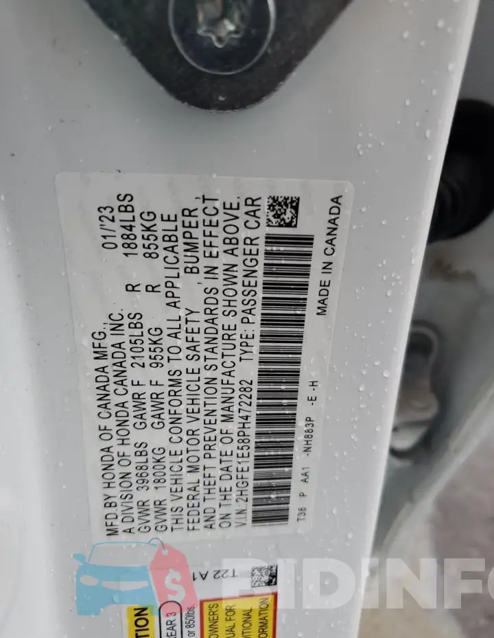 2HGFE1E58PH472282 Photo# 12