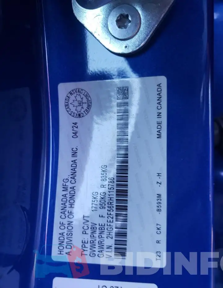 2HGFE2F56RH115786 Photo# 13