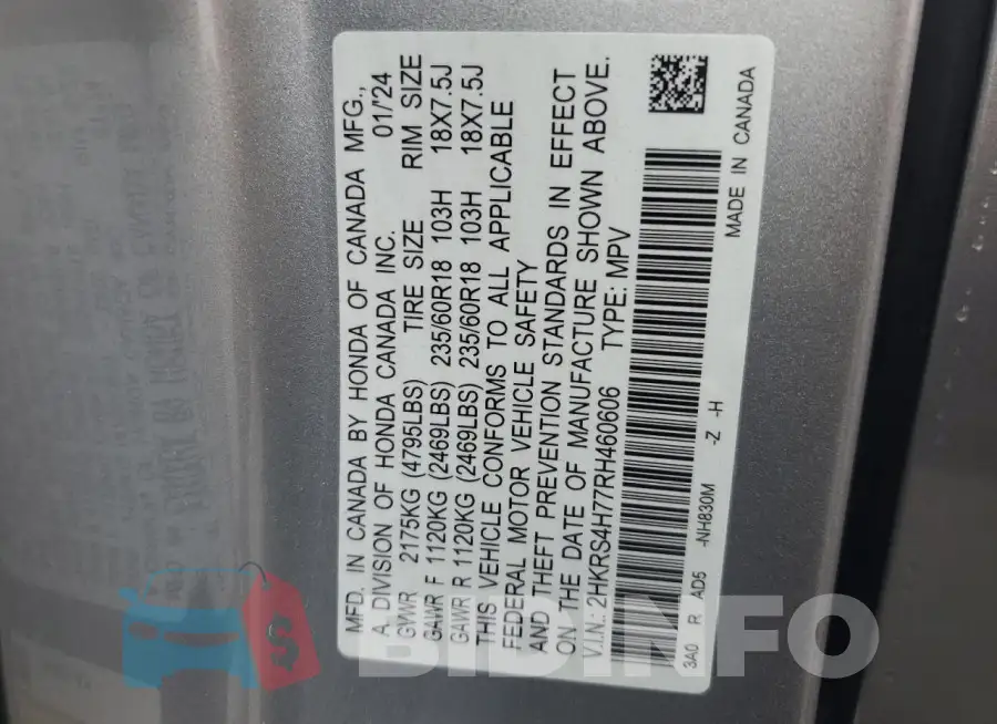 2HKRS4H77RH460606 Photo# 13