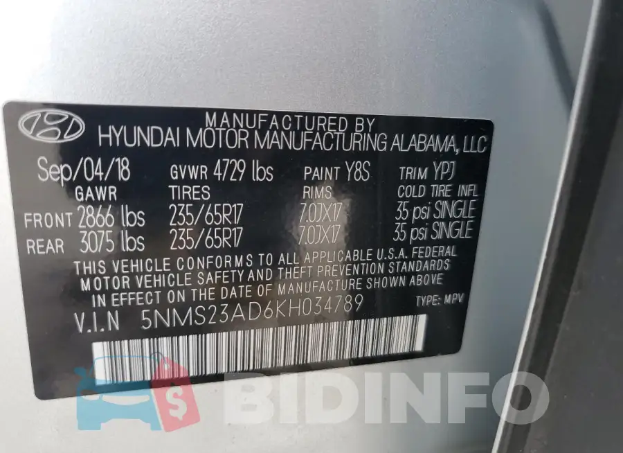 5NMS23AD6KH034789 Photo# 12