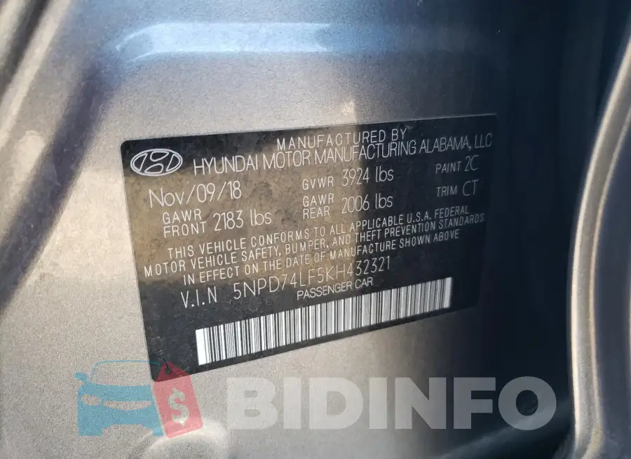 5NPD74LF5KH432321 Photo# 12