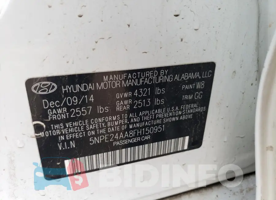 5NPE24AA8FH150951 Photo# 12