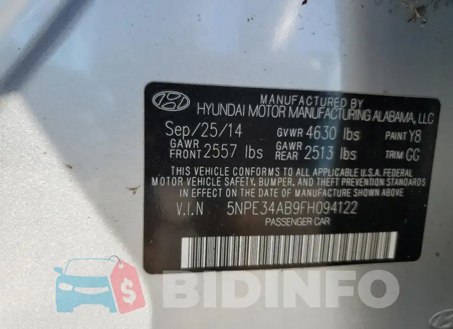 5NPE34AB9FH094122 Photo# 13