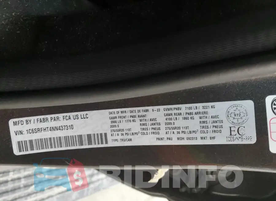 1C6SRFHT4NN437310 Photo# 13