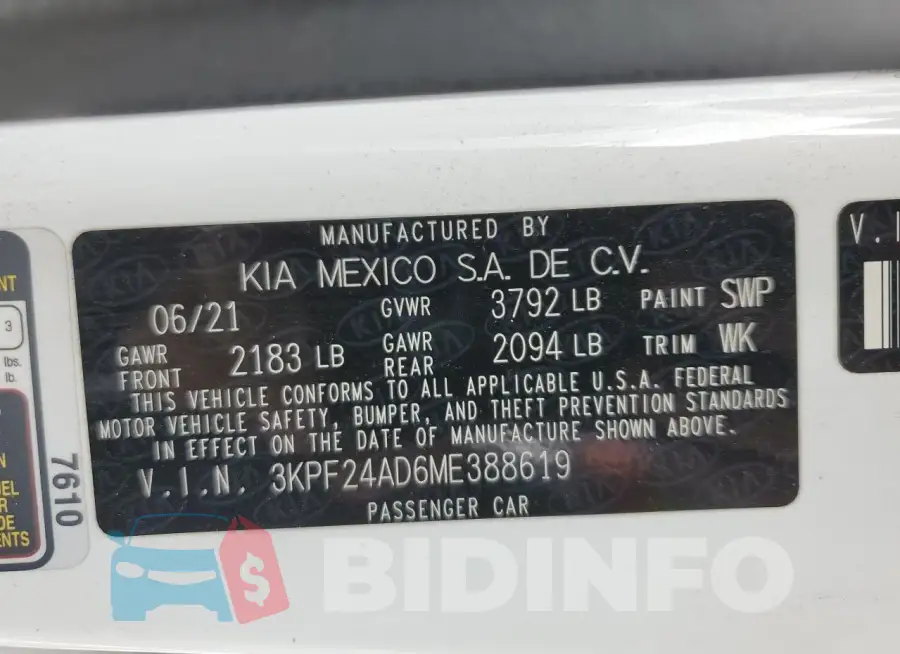 3KPF24AD6ME388619 Photo# 13