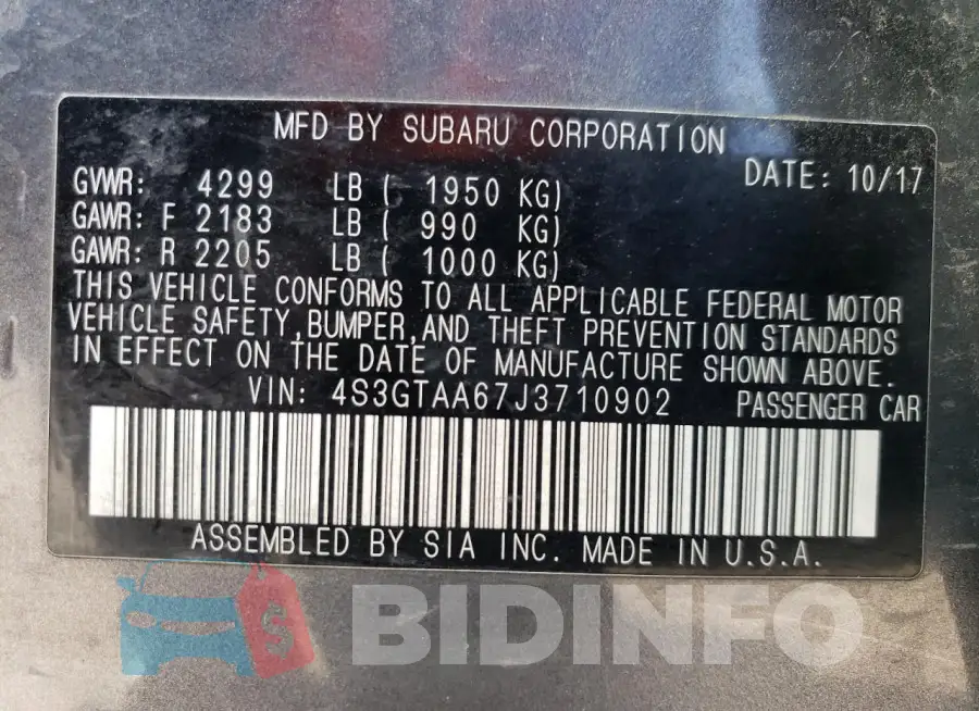 4S3GTAA67J3710902 Photo# 12