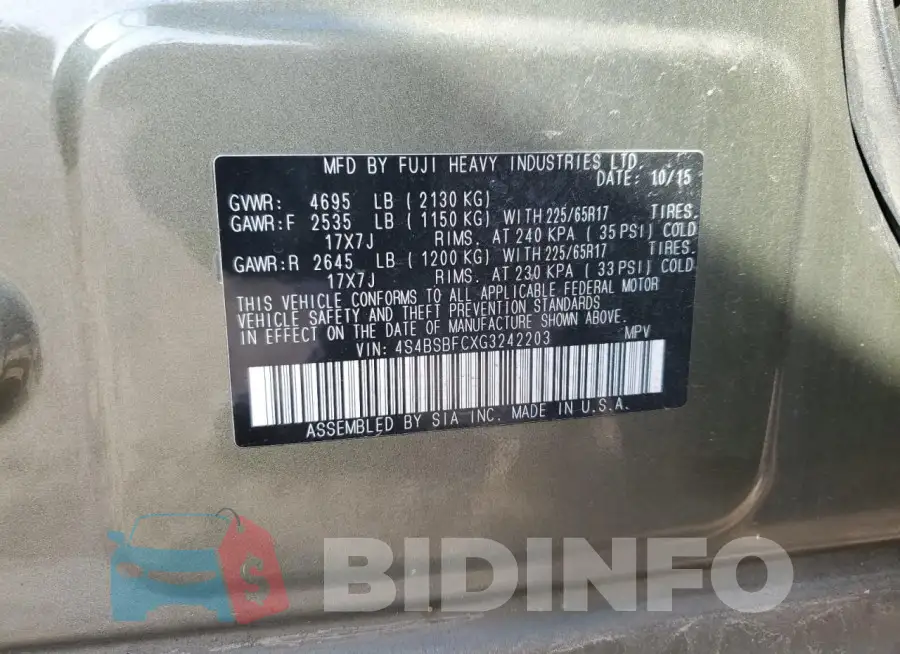 4S4BSBFCXG3242203 Photo# 13