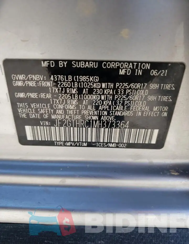 JF2GTHRC1MH373364 Photo# 12