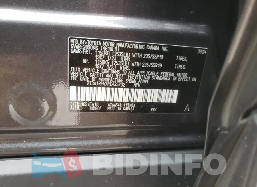 2T3A1RFV7RC435732 Photo# 14