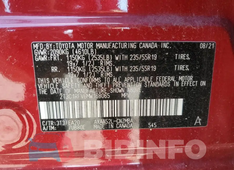 2T3C1RFV6MW168065 Photo# 14