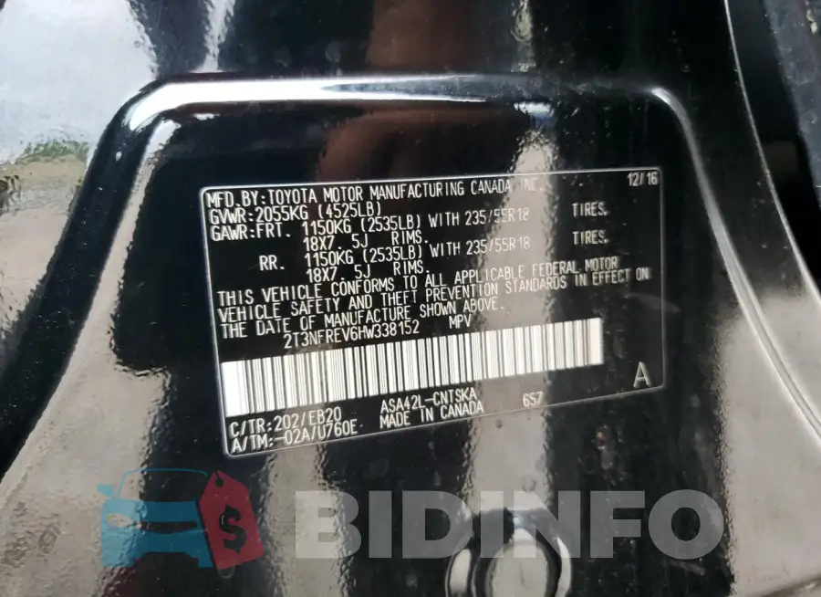 2T3NFREV6HW338152 Photo# 12