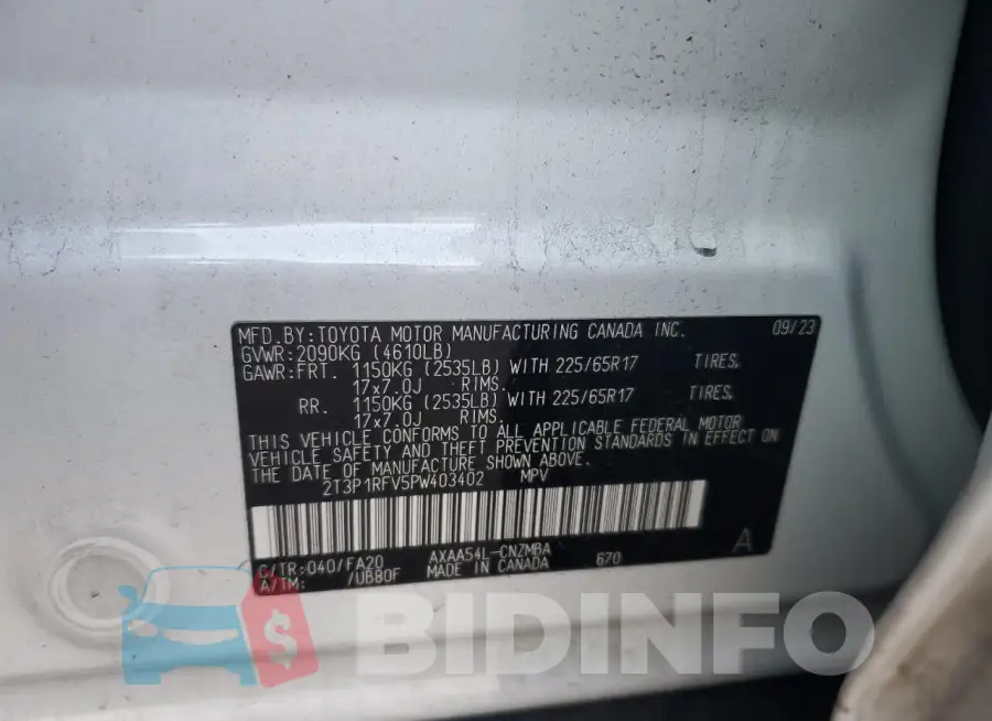 2T3P1RFV5PW403402 Photo# 13