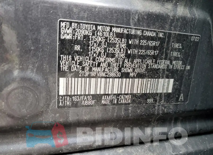 2T3P1RFV8NC298630 Photo# 13