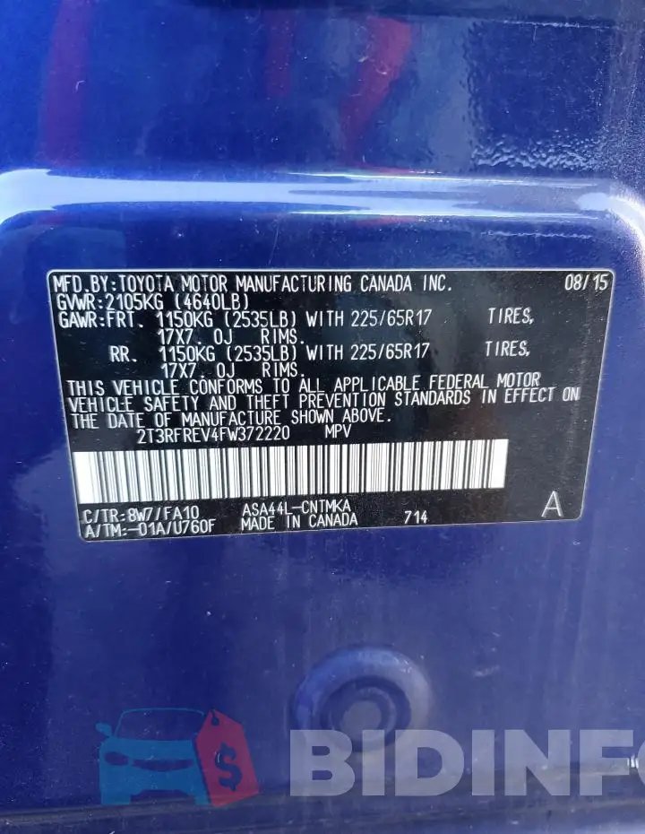 2T3RFREV4FW372220 Photo# 13