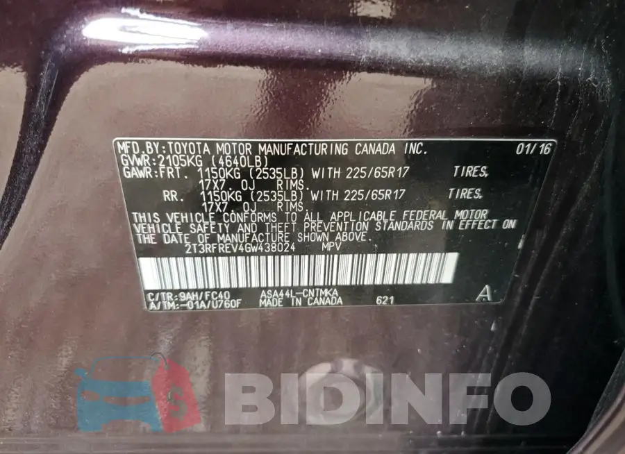 2T3RFREV4GW438024 Photo# 13