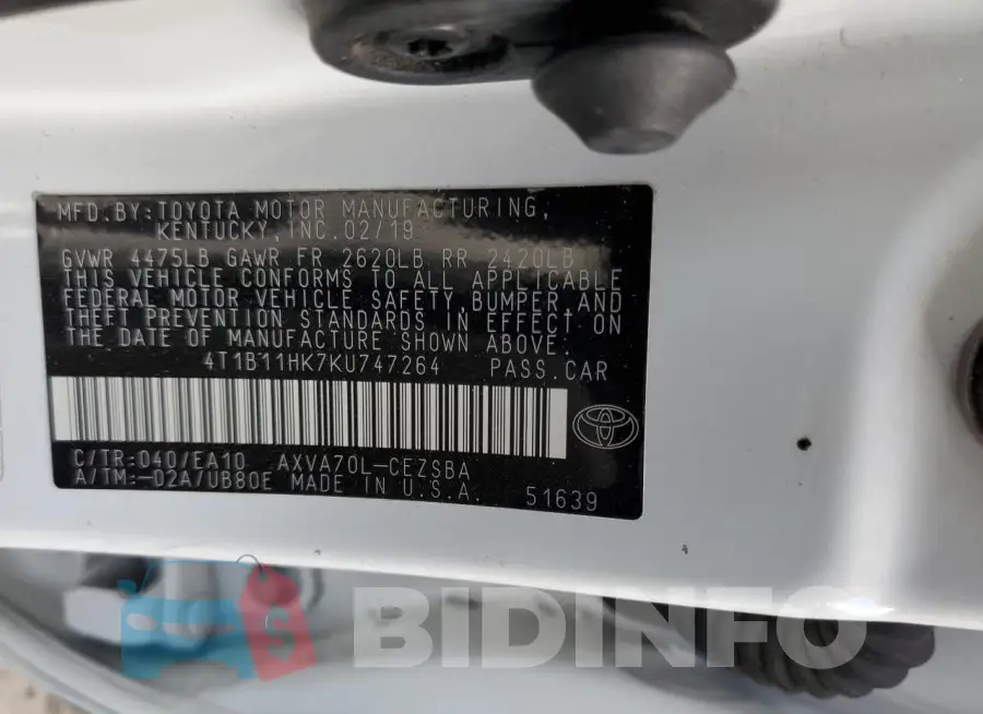 4T1B11HK7KU747264 Photo# 12