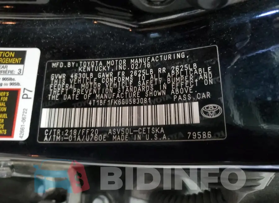 4T1BF1FK6GU583081 Photo# 12