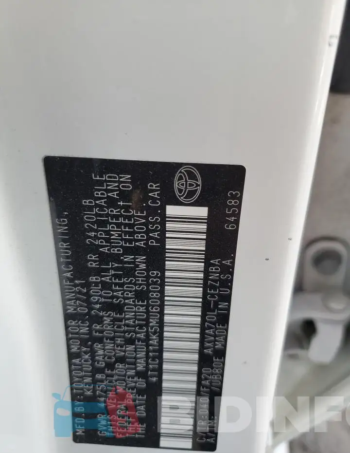 4T1C11AK5MU608039 Photo# 12