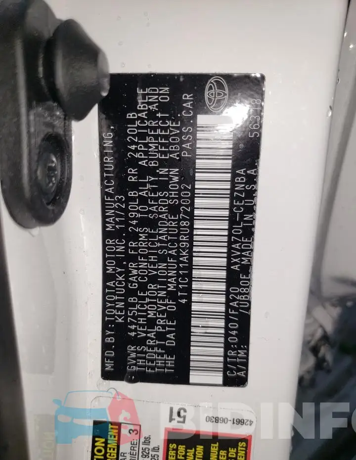 4T1C11AK9RU872002 Photo# 12