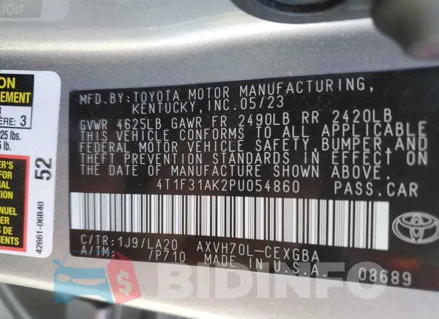 4T1F31AK2PU054860 Photo# 12