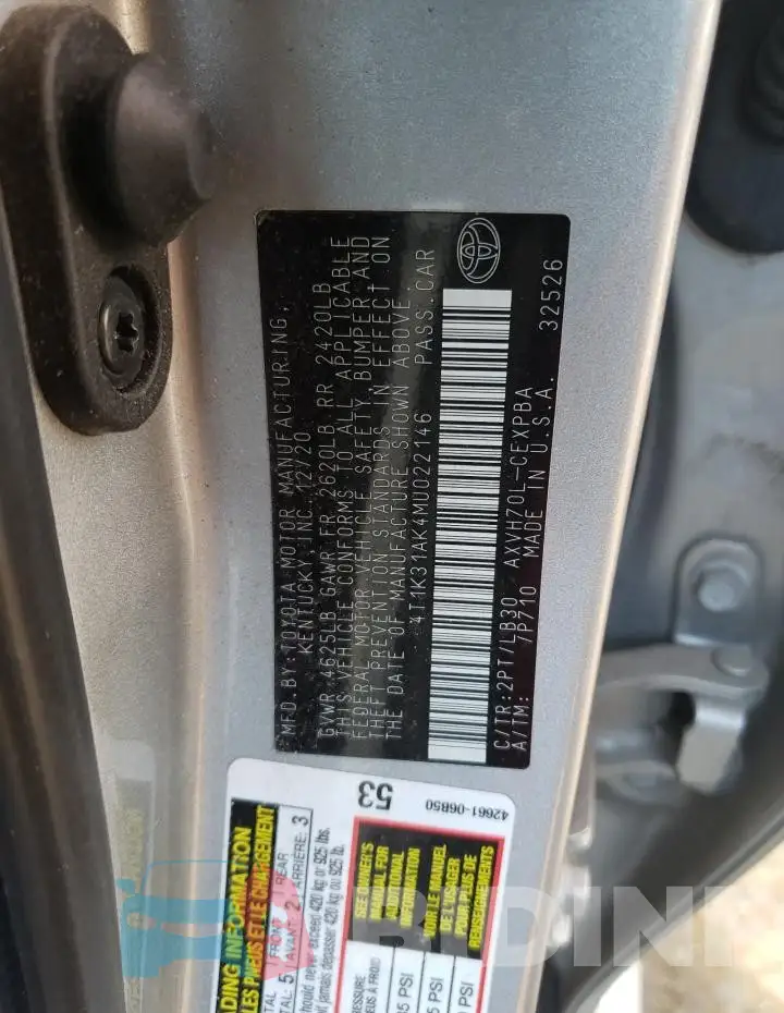 4T1K31AK4MU022146 Photo# 12
