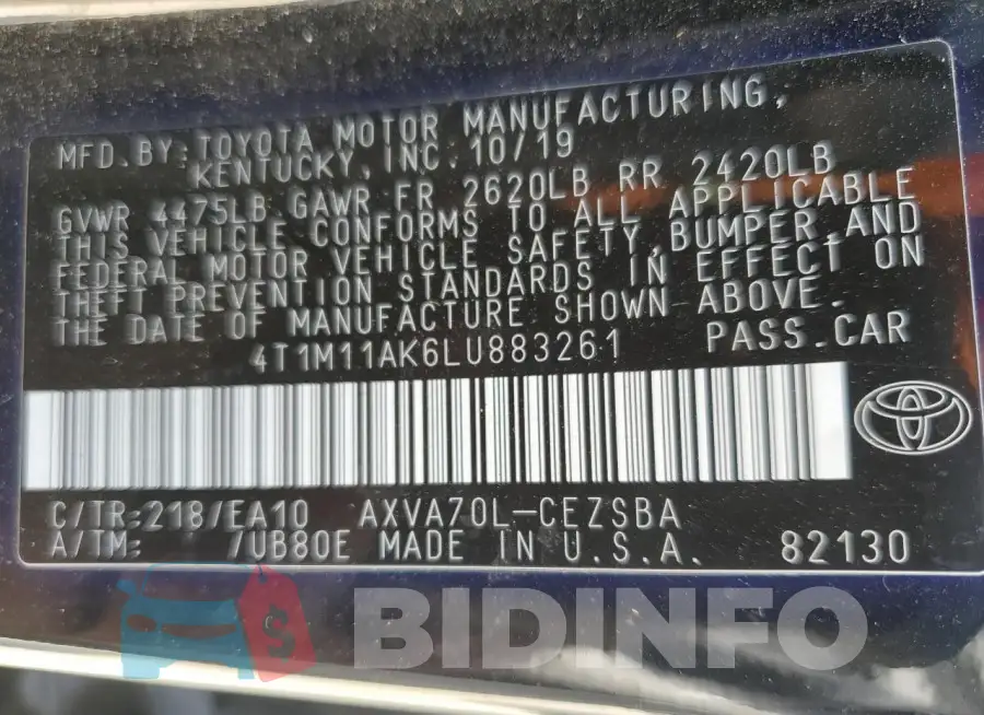 4T1M11AK6LU883261 Photo# 12