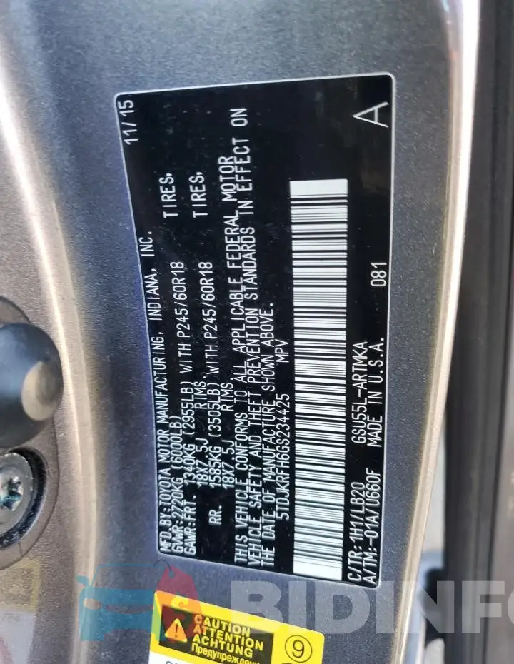 5TDJKRFH6GS234425 Photo# 14