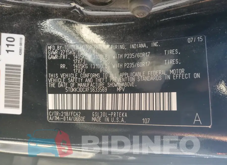 5TDKK3DCXFS633569 Photo# 13