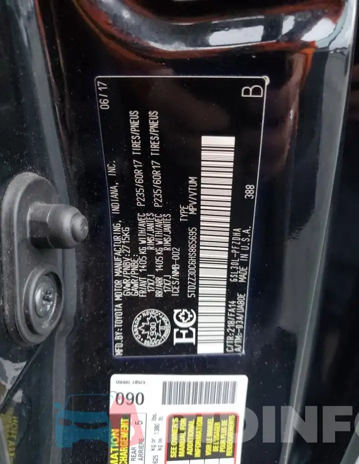 5TDZZ3DC6HS865695 Photo# 14
